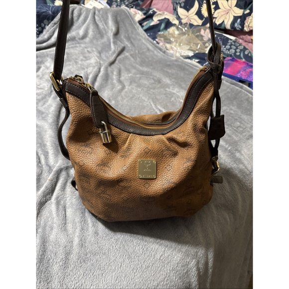 MCM Handbags - MCM Leather Brown Monogram Shoulder Hobo Handbag